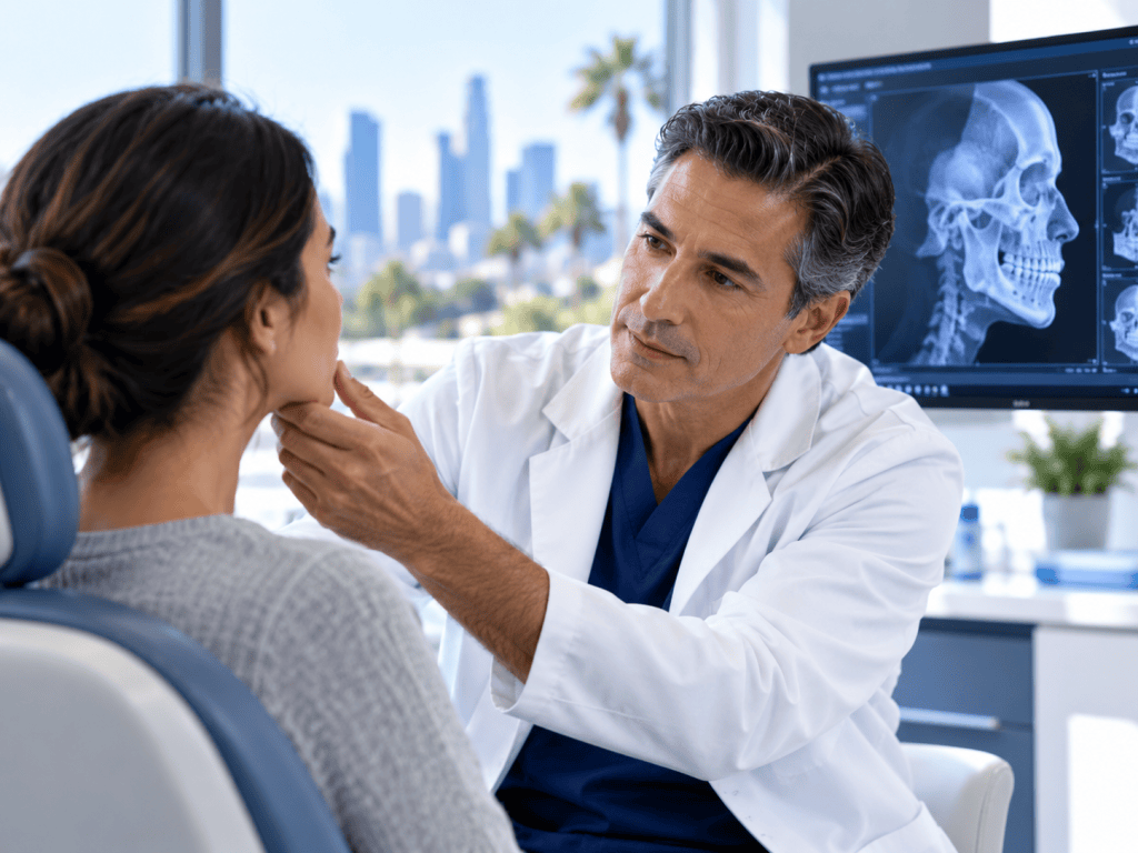 Reconstructive surgery consultation focused on facial anatomy and recovery